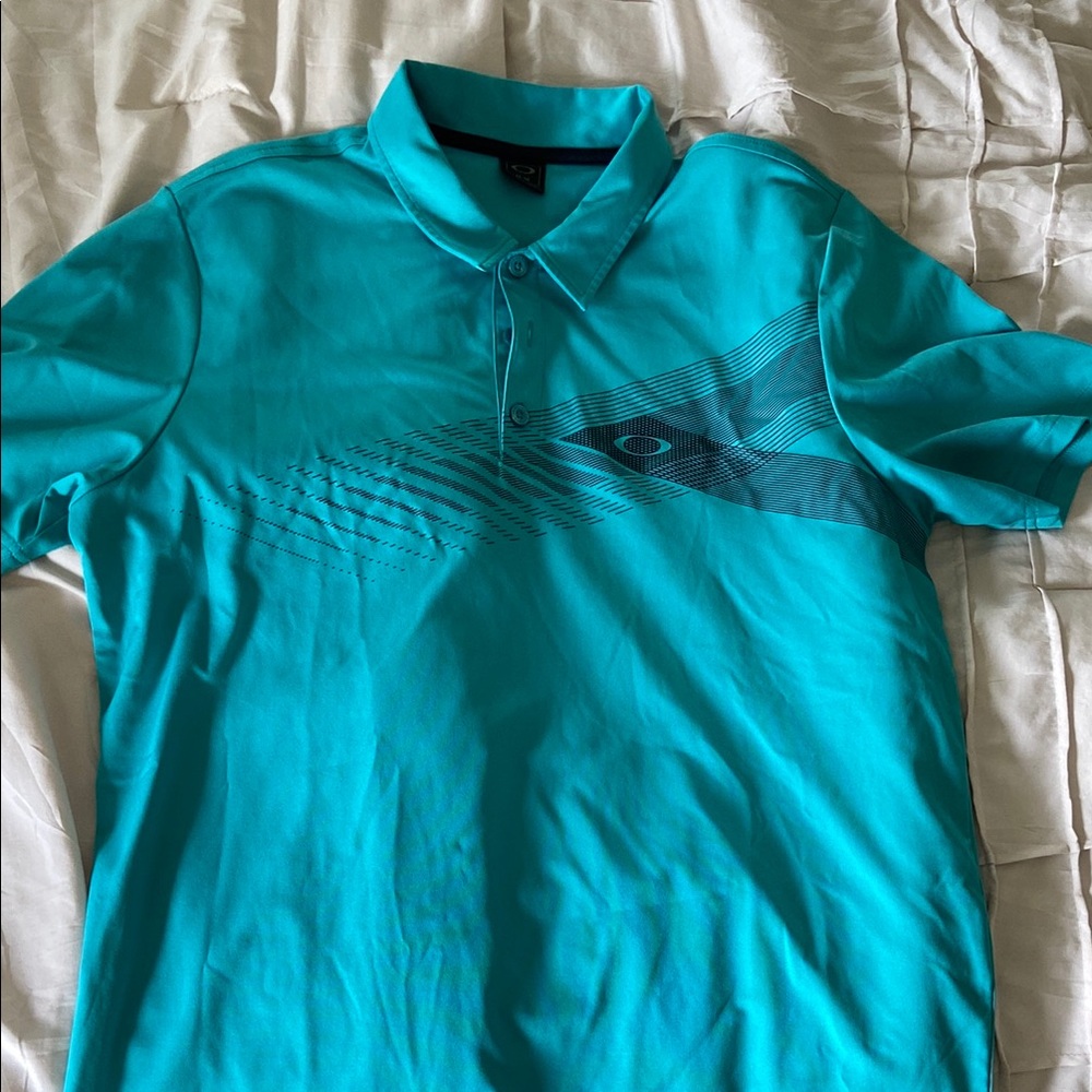Oakley Blue Polo Shirt Athletic Casual Wear